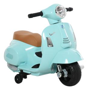 Elektrisk Motorcykel Vespa för Barn, Licensierad Leksaksmotorcykel med Stödhjul, Rolig Körupplevelse för De Minsta, Blågrön, 1,5-3 år