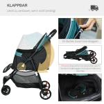 Hundbuggy upp till 10 kg, Vikbart Säkerhetskoppel, Regnskydd, Förvaringskorg, Blå + Svart
