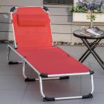 Justerbar Solsäng i Mesh, Hopfällbar Solstol med 5 Lägen, Ergonomisk Design för Trädgård och Pool, Röd, 165 x 60 x 76 cm