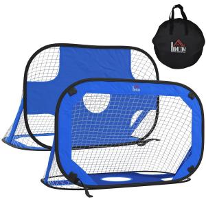 Pop Up Fotbollsmål 2-Pack Bärbara Hopfällbara Minimål med Bärväska för Trädgård och Sport Blå 123 X 80 X 80 Cm