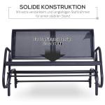 Gungstol Trädgårdsbänk Svart Metall för Trädgård och Terrass 2-Sits Parkbänk Väderbeständig och Bekväm 120 X 70 X 88 Cm