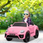 Barnelbil Elbil Rosa av Plast för Barn 3-5 År 12V Fordon med 2,4G Fjärrkontroll och Musik 3-5 km/h
