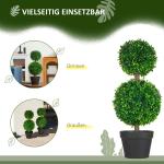 Konstgjorda Växter Buxbom Grön av Plast för Inomhus och Trädgård Set om 2 UV-Beständig Växt med Dubbel Boll 60 cm