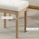 Fotpall Rektangulär Beige Linnetyg och Trä för Vardagsrum Sittpuff med Vadderad Sits och Träben Klassisk Design 42x32x47 cm