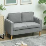 Soffa Loveseat 2-Sits Liten Soffa Ljusgrå av Tyg med Manchesterlook och Trä för Vardagsrum Modern Stoppad Soffa med Förvaring 117 x 63 x 79 cm