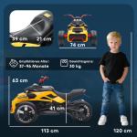 Elbil för Barn med Reverse Dreirad Design och Batteridrift samt MP3 och Tuta Hållbar och Säker Gul Plast 2 Hastigheter 3-8 År