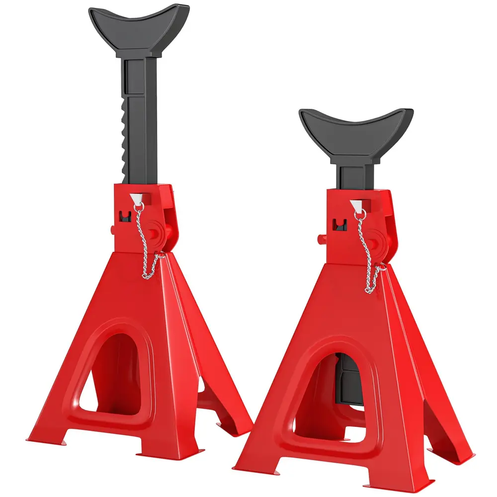 Pallbockar 2-Pack 6 Ton med Justerbar Höjd, Röda