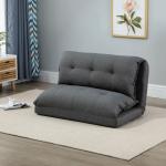 Golvstol Golvsoffa Grå av Linne och Metall för Vardagsrum 2-i-1 Bäddsoffa med 13 Lägen Justerbart Ryggstöd 100 x 71 x 54 cm