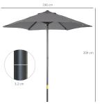 Parasoll Ø196 cm – Roterande, Hopfällbart Sexkantigt Balkongparasoll och Strandparasoll – Vindtätt, Stabilt Marknadsparaply med Vev – Solskydd för Strand, Balkong och Trädgård – Mörkgrå