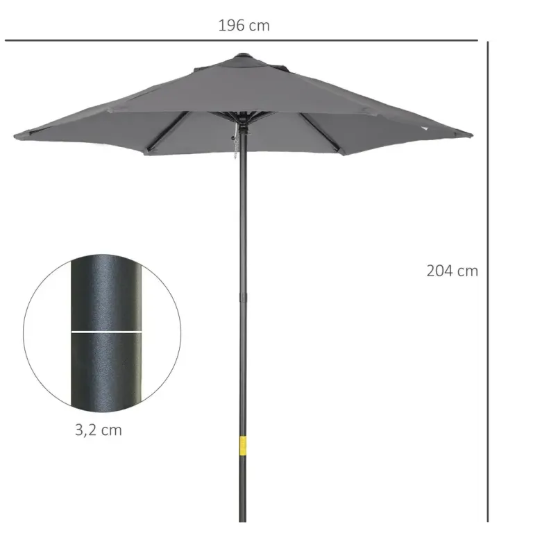 Parasoll – Roterande Hopfällbart Sexkantigt Ø196 cm