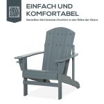 Adirondackstol med Mugghållare, Bekväm Trädgårdsstol i Massivt Trä, Klassisk Design för Uteplatsen, Mörkgrå, 97 x 72,5 x 93 cm
