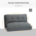 Golvstol Golvsoffa Grå av Linne och Metall för Vardagsrum 2-i-1 Bäddsoffa med 13 Lägen Justerbart Ryggstöd 100 x 71 x 54 cm