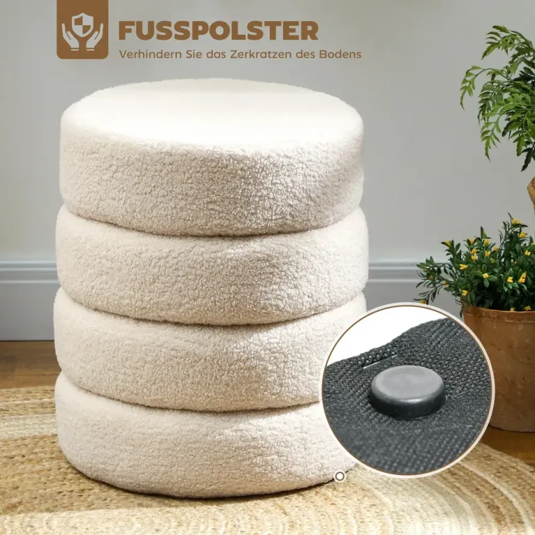 Rund Pall i Teddyfleece Upp till 120 kg Beige Ø40x45 cm