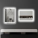 Badrumsspegel med LED-belysning och Touch-kontroll samt Dimbara Färger och Antifog Ergonomisk och Elegant Silver Glas 60 x 80 cm