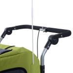 Hundvagn Cykelvagn Grön Grå Oxford Tyg för Hundar och Husdjur Joggervagn Stor och Stabil med Säkerhetsflagga 155 X 83 X 108 Cm
