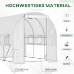 Folieväxthus Tunnelväxthus Vit av Stål och PE för Trädgård och Odling med Upprullbara Fönster UV-Skydd och Vindtät Konstruktion 2,95 x 2 x 2 m