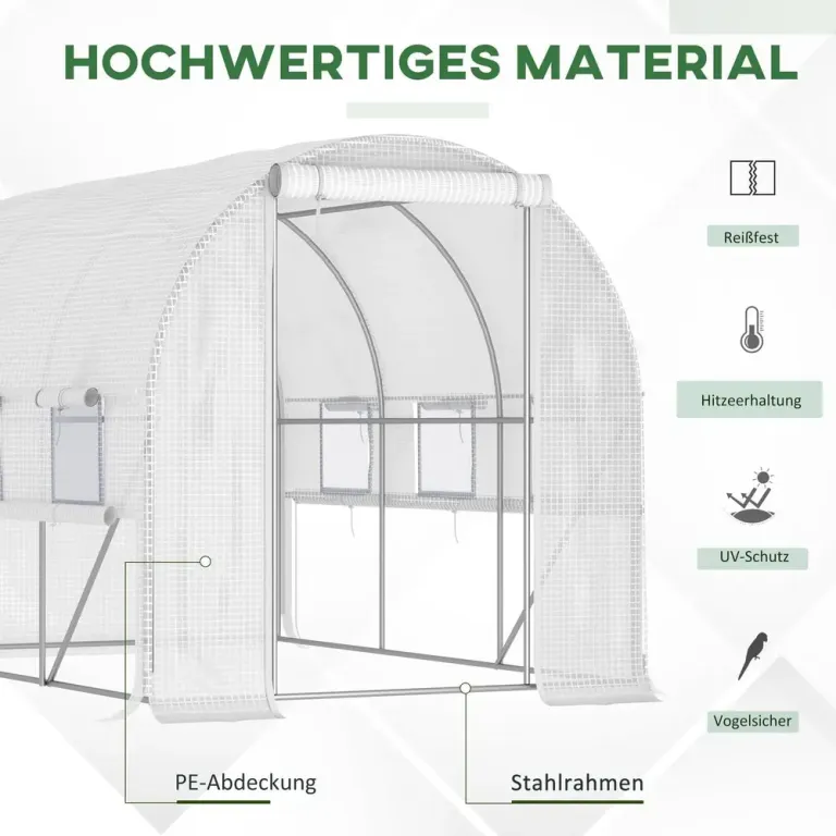 Tunnelväxthus Vit av Stål 2,95 x 2 x 2 m