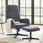 Fåtölj med Fotpall Grå Tyg och Metall för Vardagsrum Loungestol med Hög Rygg och Mjuk Dyna Modern Design Bekväm Läsfåtölj