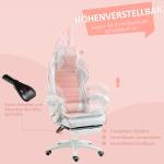 Ergonomisk Gamingstol med Svankstöd, Fotstöd och Bunny Ears-kudde, Rosa