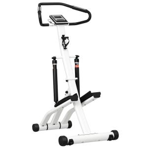 Stepper Ergonomisk Vit Svart Stål för Hemmaträning och Motion med 12 Motståndssteg och LCD-Skärm samt Hjul för Förflyttning 80 x 61 x 134 cm