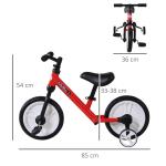 Barncykel Balanscykel med Träningshjul och Pedaler för 2-5 År Sitshöjd Justerbar PP Röd