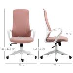 Kontorsstol Skrivbordsstol Rosa av Tyg och Metall för Kontor och Hemmakontor Ergonomisk Höj och Sänkbar med Justerbart Ryggstöd 110-119,5 cm