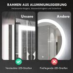 Badrumsspegel Väggspegel LED Silver av Glas för Badrum 80 x 60 cm med Belysning 3 Ljusfärger Touch Omkopplare IP44