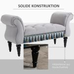 Elegant Sittbänk med Träben, Klädd Sängbänk i Tyg för Sovrum och Hall, Stilren Inredningsdetalj, Grå, 117 x 40 x 58 cm