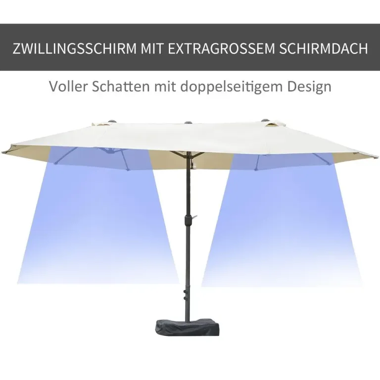 Dubbelt Parasoll med Vev Stort 460 x 270 x 240 cm