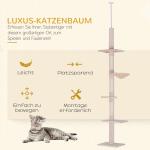 Skrapstolpe Högt i Tak 230-260 Cm Höjdjusterbart Klätterträd för Katter Beige