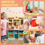 Lekkök med Rinnande Vatten Grön Plast för Barn 3 till 6 År Stort Leksakskök med Ljus, Ljud och 85 Tillbehör Pedagogisk Rolllek för Små Kockar Rolig