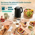 Frukostset 3 Delar Svart Plast och Metall för Kök Vattenkokare Brödrost och Äggkokare Praktiskt Paket 1,7 Liter