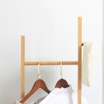 Klädhängare med 2 Krokar och 3 Stänger för Hall och Sovrum Hållbar och Ergonomisk Natur Bambu 36 x 24 x 168 cm