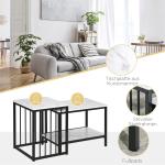 Soffbord Sidobord Marmorlook av Stål och MDF för Vardagsrum Set med 2 Bord i Modern Design