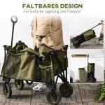 Strandvagn Transportvagn Hopfällbar med Tak Grön av Tyg och Metall för Camping och Strand Vagn med 4 Hjul 108 x 55 x 93 cm