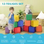 12-delade Byggklossar av Skum för Barn, Mjuka Gigantiska Byggstenar, Byggleksak för Barn 1–3 År, Röd och Gul