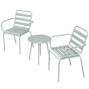3-delat Bistroset, Hopfällbart, Modern Design, Grön, 51 x 58 x 78 cm