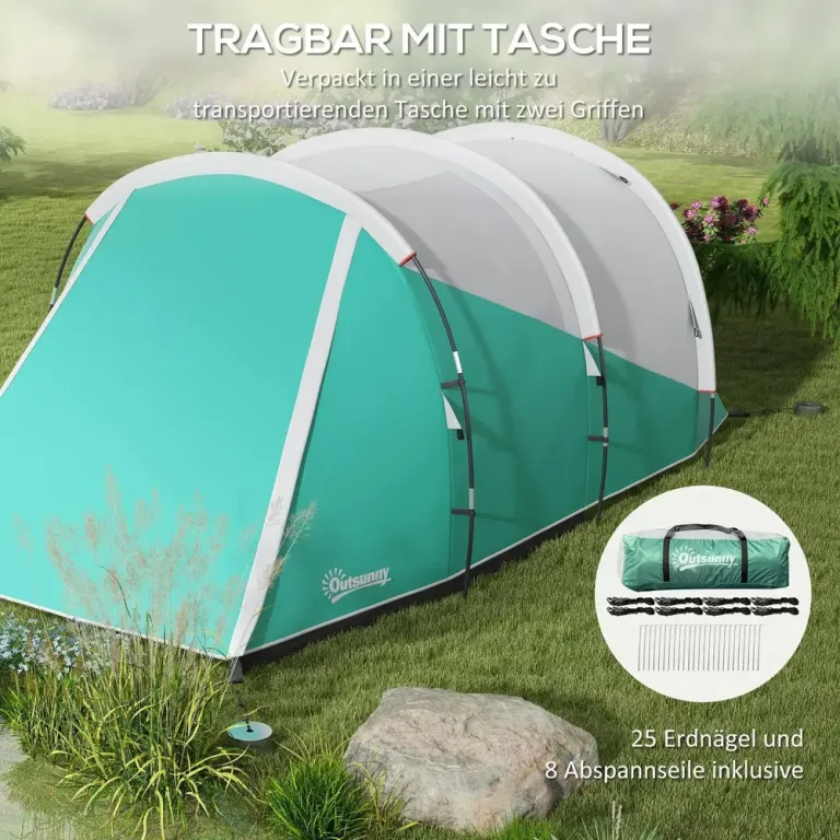 Tunneltält Campingtält Grön av Polyester Familjetält för 5