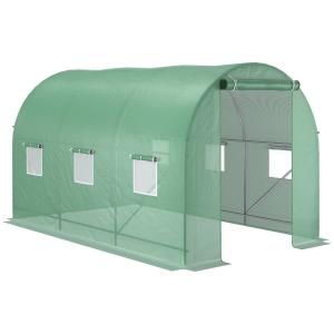 Folieväxthus Tomatväxthus Grön Förstärkt Folie Tunnel Kallram med Fönster Väderbeständigt 350 X 200 X 200 Cm
