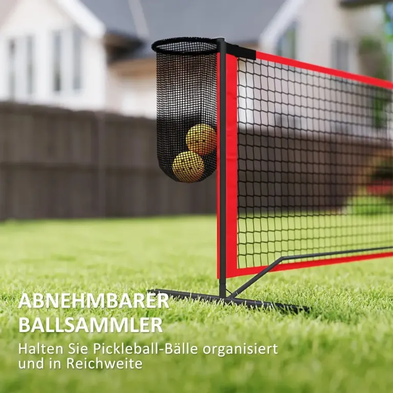 Pickleballnät Komplett System med Stativ 6,7 m, Röd