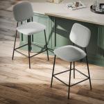 Barstolar 2-pack med Fotstöd och Sammetsöverdrag för Matsal och Bar Ergonomisk och Modern Ljusgrå Stål och Tyg 45 x 49 x 102 cm