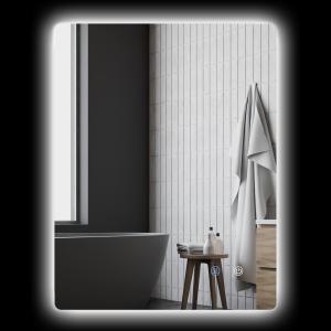 Badrumsspegel Väggspegel Silver av Glas för Badrum LED Belysning med Touch och Anti-Imma Ø 60 cm