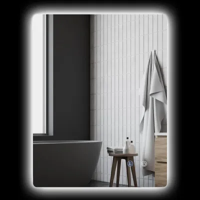 Badrumsspegel Väggspegel Silver av Glas LED-Belysning 60 cm