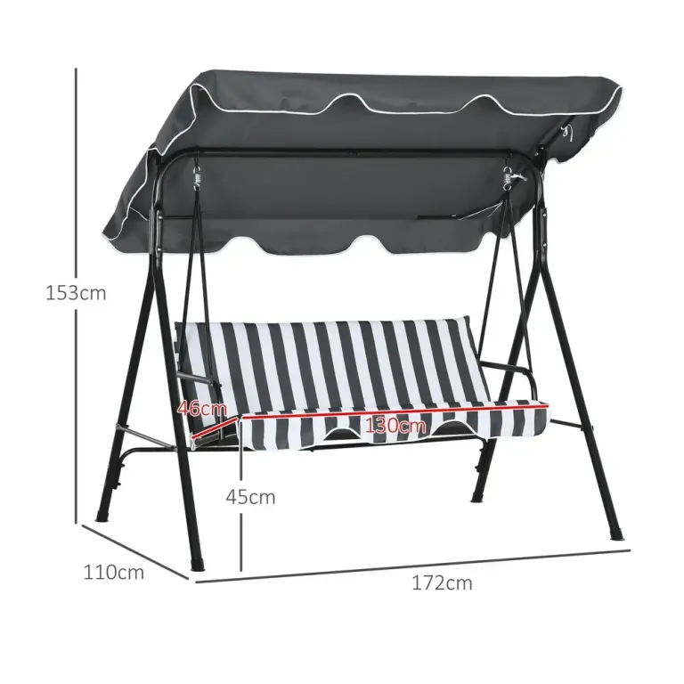 Hammock 3-Sits Grå Vit 172 x 110 x 153 cm
