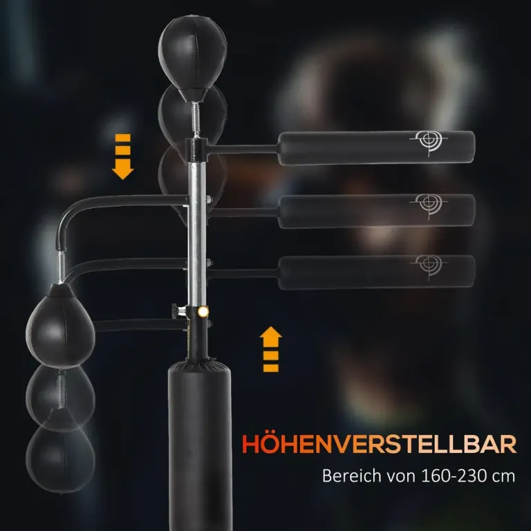 Boxningsstation med 2 Speedbollar 160–230 cm, Svart