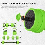 Hantelset 4 i 1 med Skivstång och Kettlebell för Hemmaträning Ergonomisk och Hållbar Grön Stål och Plast 20 kg