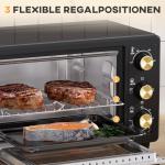 Miniugn Bordsugn med Grillgaller Svart av Rostfritt Stål för Kök Ugn med Timer och Bakplåt 16 l 1400 W