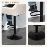 Set med 2 Barstolar, Retrodesign, Höjdjusterbar, Konstläder och Linnelook, Kräm + Svart
