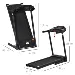 Hopfällbart Löpband, Elektriskt 500 W, 1–12 km/h, LED-display, Mugghållare och Mobiltelefonstöd, för Hemgym, Svart, 134 x 60 x 118 cm