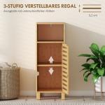 Badrumsskåp Fristående Ljusbrun Bambu för Badrum och Hall Förvaring med Öppen Hylla och Skåp Ribbad Dörr Naturmaterial